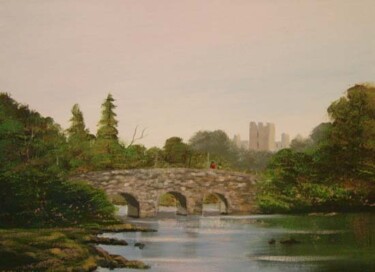 Painting titled "bridge to a castle" by Cathal O Malley, Original Artwork