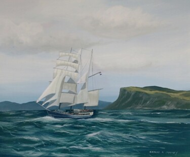 Painting titled "thalassa barquentin…" by Cathal O Malley, Original Artwork, Acrylic