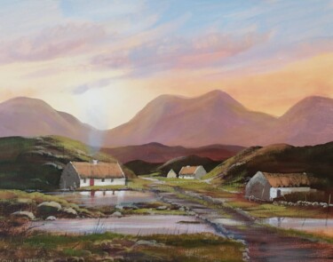 Картина под названием "cottages in the west" - Cathal O Malley, Подлинное произведение искусства, Акрил