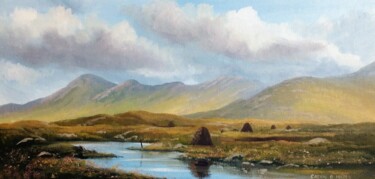 Painting titled "the twelve bens,,,c…" by Cathal O Malley, Original Artwork, Oil