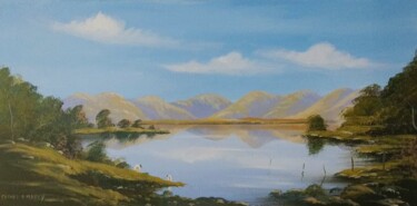 Painting titled "lake at maamcross" by Cathal O Malley, Original Artwork, Acrylic