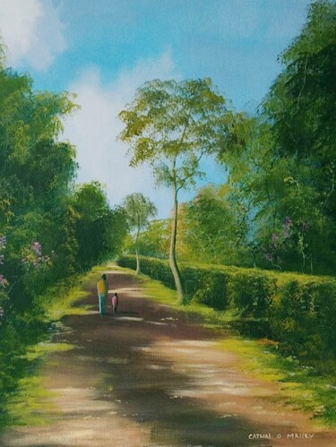 Painting titled "summer walk" by Cathal O Malley, Original Artwork, Acrylic
