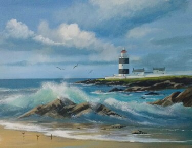 Painting titled "summer waves,cleggan" by Cathal O Malley, Original Artwork, Acrylic