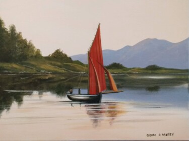 Painting titled "carna bay hooker  d…" by Cathal O Malley, Original Artwork, Acrylic