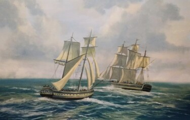 Pittura intitolato "the tall ships race" da Cathal O Malley, Opera d'arte originale, Acrilico