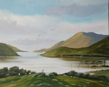 Painting titled "leenane sheep,," by Cathal O Malley, Original Artwork, Acrylic