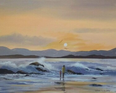 Painting titled "Roundstone waves" by Cathal O Malley, Original Artwork, Acrylic