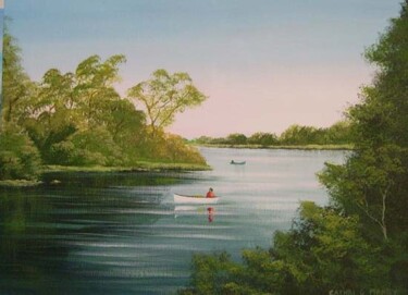 Pintura titulada "river fishing" por Cathal O Malley, Obra de arte original