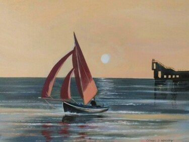 Pintura intitulada "galway bay sailing" por Cathal O Malley, Obras de arte originais, Acrílico