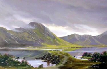 Painting titled "cattle in kylemore" by Cathal O Malley, Original Artwork, Acrylic