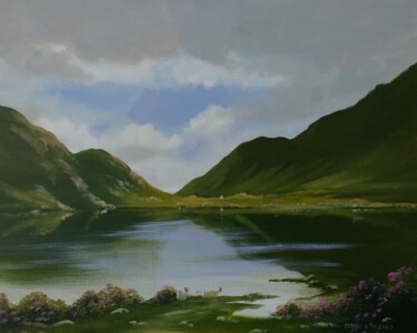Картина под названием "lakeside-sheep" - Cathal O Malley, Подлинное произведение искусства, Акрил