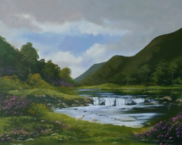Картина под названием "aashleagh-falls" - Cathal O Malley, Подлинное произведение искусства, Акрил