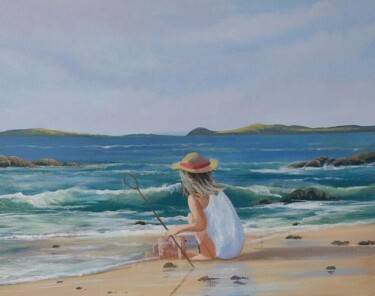 Painting titled "aughrisbeg-waves-ju…" by Cathal O Malley, Original Artwork, Acrylic