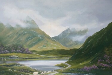 Картина под названием "connemara-sheep-maam" - Cathal O Malley, Подлинное произведение искусства, Акрил