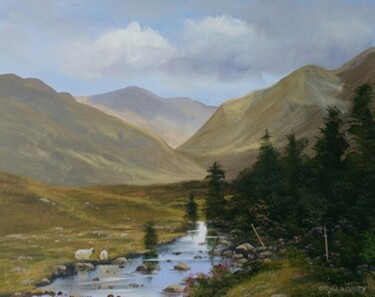 Painting titled "connemara summer" by Cathal O Malley, Original Artwork, Acrylic Mounted on Wood Stretcher frame