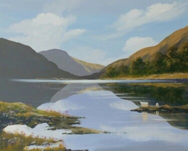 Painting titled "glendalough,july" by Cathal O Malley, Original Artwork, Acrylic