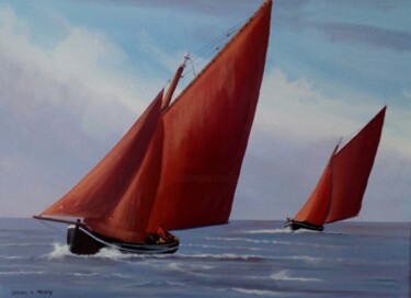 Painting titled "carna bay hookers" by Cathal O Malley, Original Artwork, Acrylic