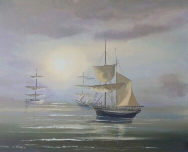 Malarstwo zatytułowany „kinsale ships” autorstwa Cathal O Malley, Oryginalna praca, Akryl