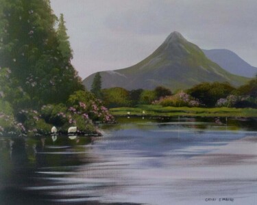 Painting titled "ballinahinch river." by Cathal O Malley, Original Artwork, Acrylic