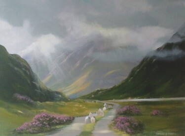 Pintura intitulada "connemara valley li…" por Cathal O Malley, Obras de arte originais, Acrílico