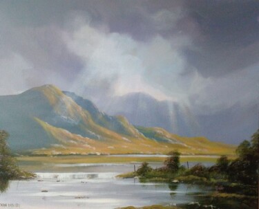 Painting titled "connemara clouds" by Cathal O Malley, Original Artwork, Acrylic