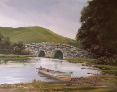 Painting titled "quiet man bridge jan" by Cathal O Malley, Original Artwork, Acrylic