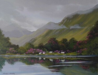 Painting titled "kylemore sheep 20" by Cathal O Malley, Original Artwork, Acrylic