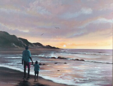 Malarstwo zatytułowany „summer evening waves” autorstwa Cathal O Malley, Oryginalna praca, Akryl