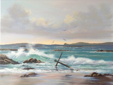 Schilderij getiteld "Anchor beach in may" door Cathal O Malley, Origineel Kunstwerk, Acryl