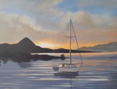 Painting titled "Croagh patrick boat" by Cathal O Malley, Original Artwork, Acrylic