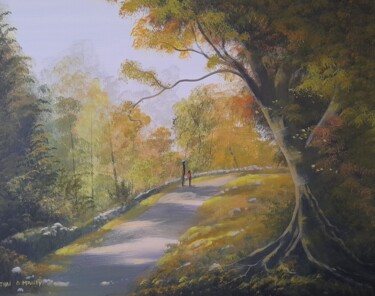 Malerei mit dem Titel "An autumn  walk" von Cathal O Malley, Original-Kunstwerk, Acryl