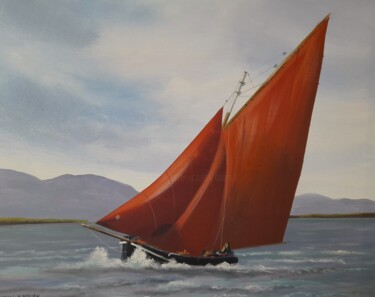 Painting titled "Evening sailing" by Cathal O Malley, Original Artwork, Acrylic
