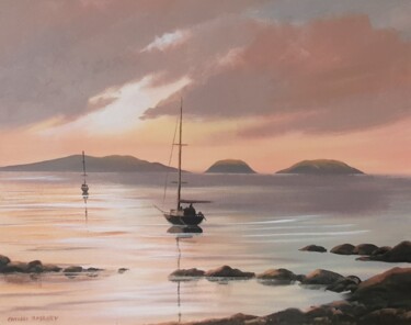 Painting titled "High Island boats" by Cathal O Malley, Original Artwork, Acrylic