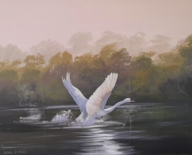 Painting titled "Swan rising" by Cathal O Malley, Original Artwork, Acrylic