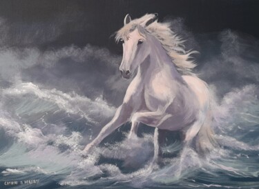 Pintura intitulada "2021 sea horse" por Cathal O Malley, Obras de arte originais, Acrílico