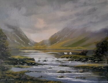 Painting titled "Maam sheep connemara" by Cathal O Malley, Original Artwork, Acrylic