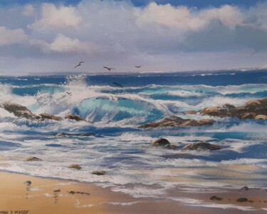 Painting titled "Omey  summer waves" by Cathal O Malley, Original Artwork, Acrylic
