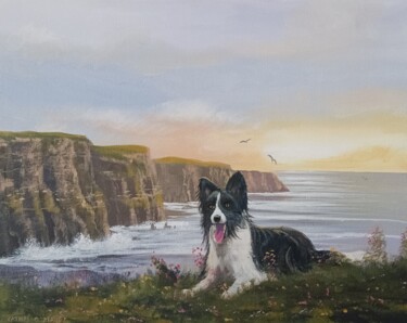 Painting titled "By the cliffs" by Cathal O Malley, Original Artwork, Acrylic