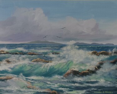 Painting titled "High island waves" by Cathal O Malley, Original Artwork, Acrylic