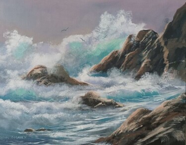 Schilderij getiteld "atlantic waves  west" door Cathal O Malley, Origineel Kunstwerk, Acryl