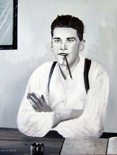 Painting titled "portrait of a writer" by Cathal O Malley, Original Artwork