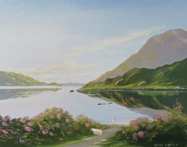 Painting titled "Leenane flowers," by Cathal O Malley, Original Artwork, Acrylic