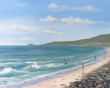 Painting titled "Mulranny beach" by Cathal O Malley, Original Artwork, Acrylic