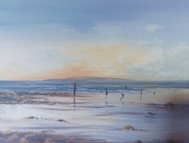 Painting titled "Summers last waves" by Cathal O Malley, Original Artwork, Acrylic