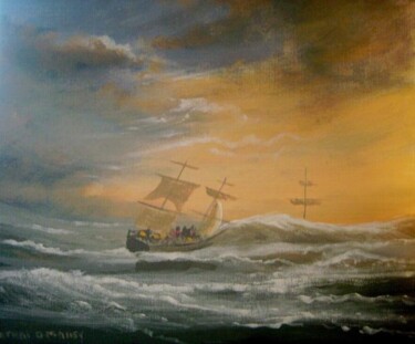 Malarstwo zatytułowany „sailing into a storm” autorstwa Cathal O Malley, Oryginalna praca