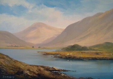 Painting titled "lakeside sheep" by Cathal O Malley, Original Artwork
