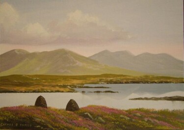 Painting titled "bogland connemara" by Cathal O Malley, Original Artwork, Oil