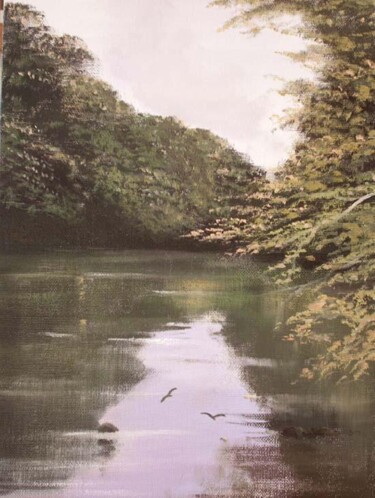 Painting titled "river scene" by Cathal O Malley, Original Artwork