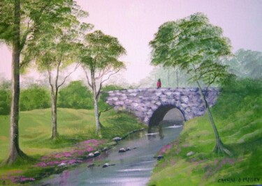 Painting titled "bridge in leenane" by Cathal O Malley, Original Artwork, Oil