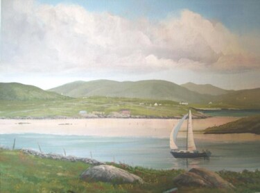 Painting titled "omey strand co galw…" by Cathal O Malley, Original Artwork, Oil